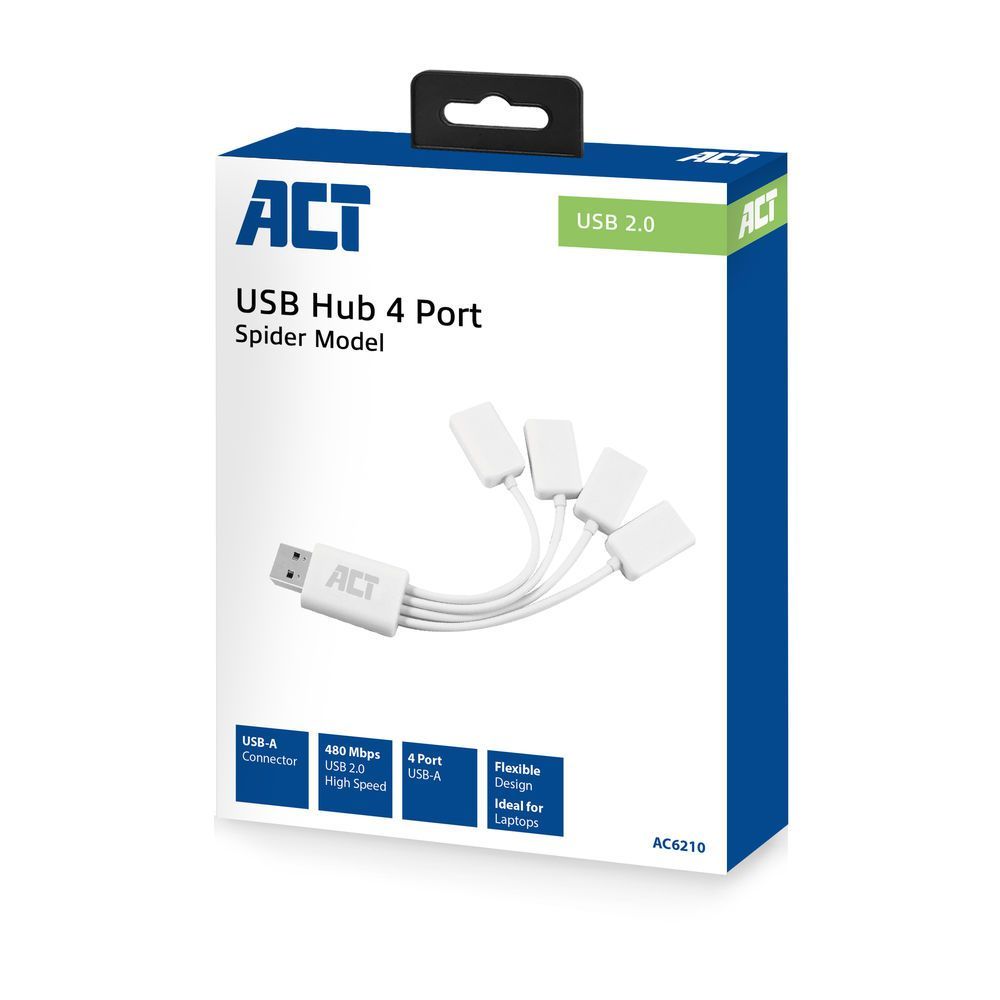 ACT AC6210 USB 2.0 4-Port Hub White