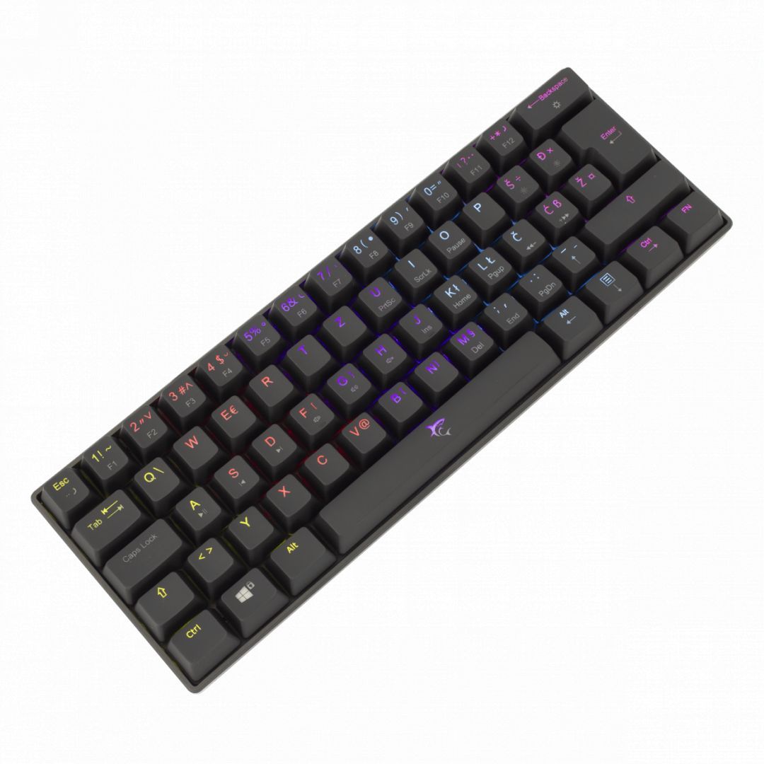 White Shark GK-2022B Shinobi Blue Switches Mechanical 60% Gaming Keyboard Black US