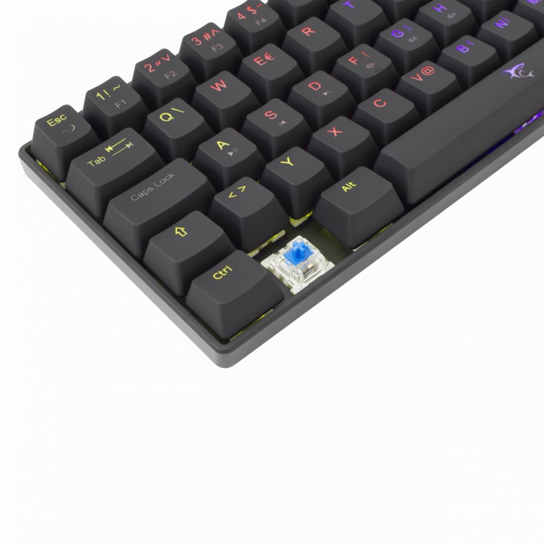 White Shark GK-2022B Shinobi Blue Switches Mechanical 60% Gaming Keyboard Black US