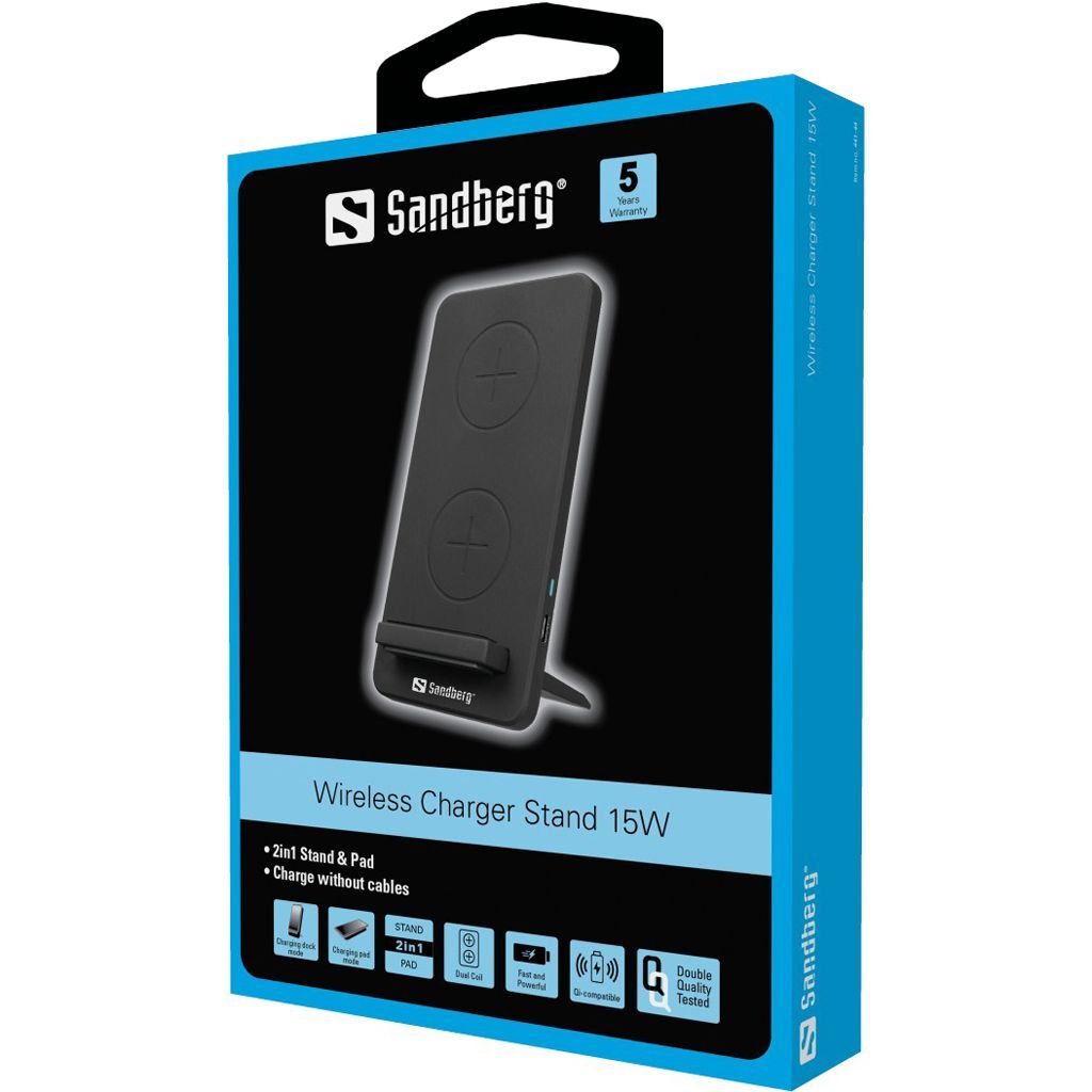 Sandberg Wireless Charger Stand 15W Black