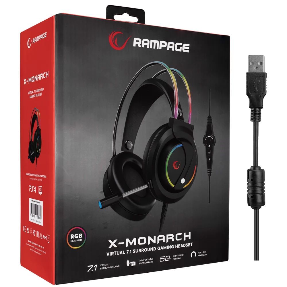 Rampage RM-K17 X-Monarch RGB Headset Black