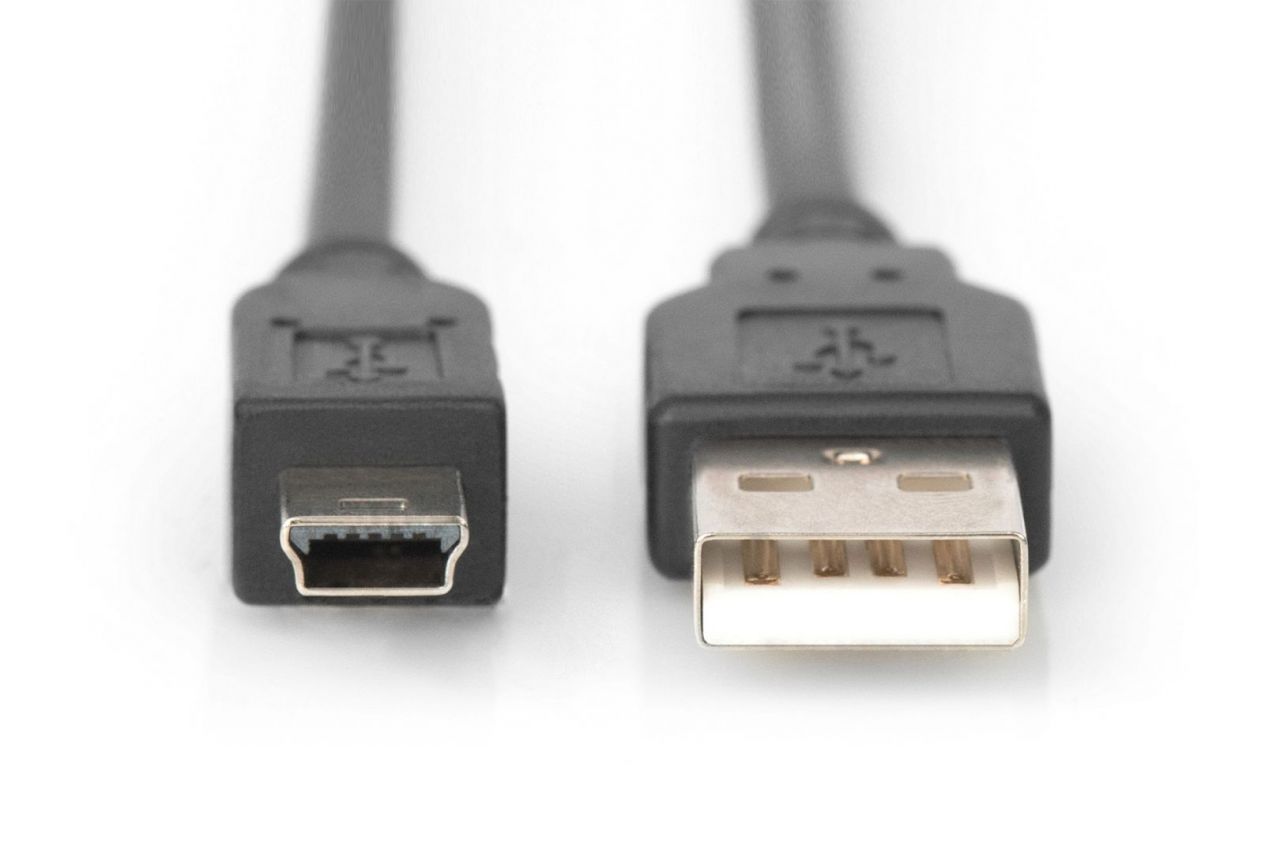 Assmann USB 2.0 connection cable, type A - mini B (5pin) 1,8m Black