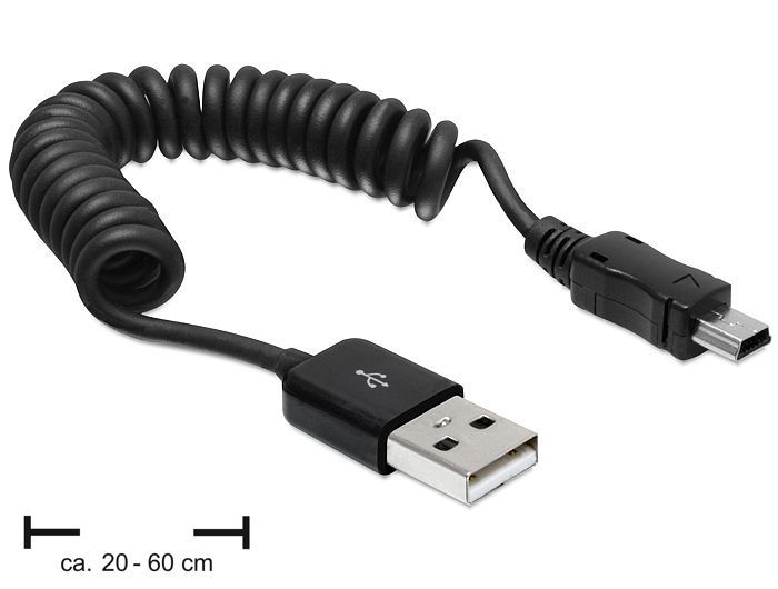 DeLock USB2.0-A apa > USB mini apa spirál kábel