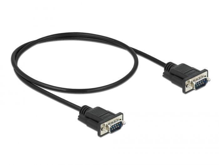 DeLock Serial Cable RS-232 D-Sub9 male to male with narrow plug housing 0,5m Black