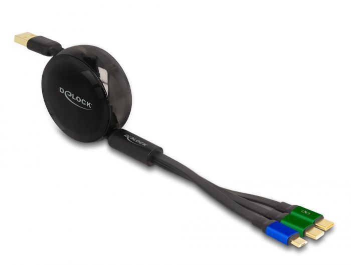 DeLock USB-A to USB-C, microUSB male/male cable Black