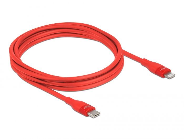 DeLock USB-C to Lightning male/male cable 2m Red