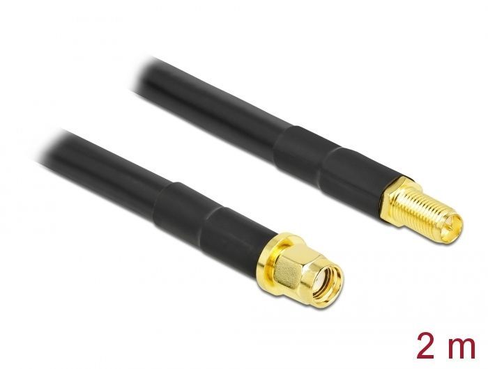 DeLock Antenna Cable RP-SMA plug to RP-SMA jack LMR/CFD300 2m low loss