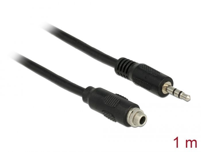 DeLock Cable Stereo Jack 3.5 mm female panel-mount > Stereo Jack 3.5 mm male 1m Black