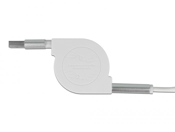 DeLock USB 3 in 1 Retractable Charging Cable for Lightning / Micro USB / USB Type-C 1m White