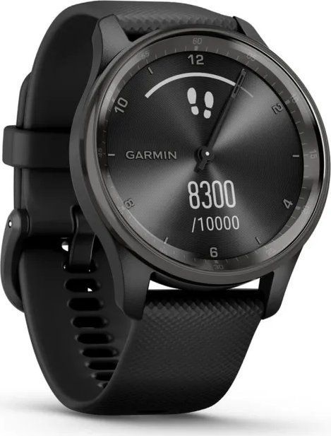 Garmin Vivomove Trend Slate Stainless Steel Bezel with Black Case and Silicone Band