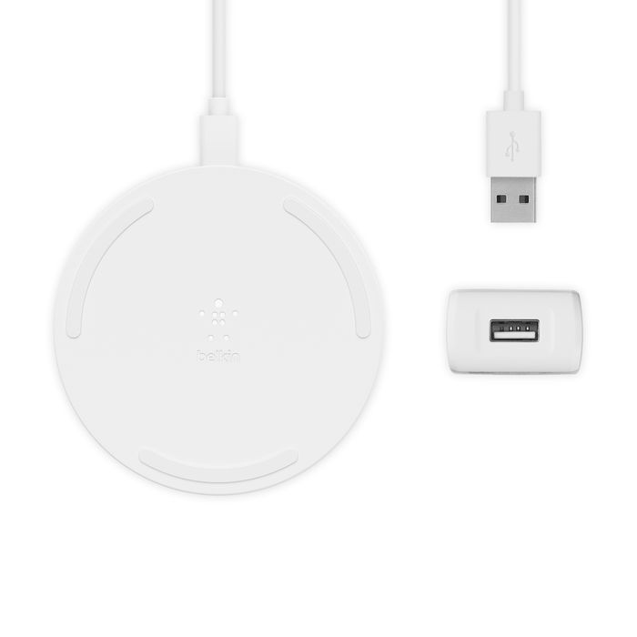 Belkin BoostCharge 10W Wireless Charging Pad + QC 3.0 Wall Charger + Cable White