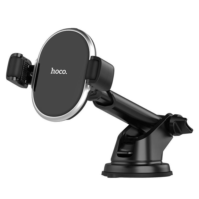 Hoco S12 Rich Power Car Holder with Wireless Charger Black