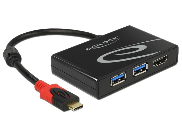 DeLock USB 3.1 Gen 1 Adapter USB Type-C male>2x USB 3.0 Type-A female + 1x HDMI female (DP Alt Mode) 4K