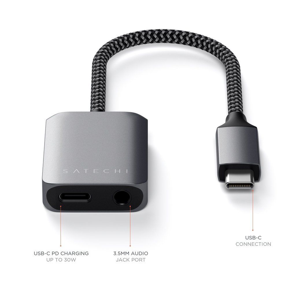 Satechi USB-C to 3.5mm Audio & PD Adapter Space Grey