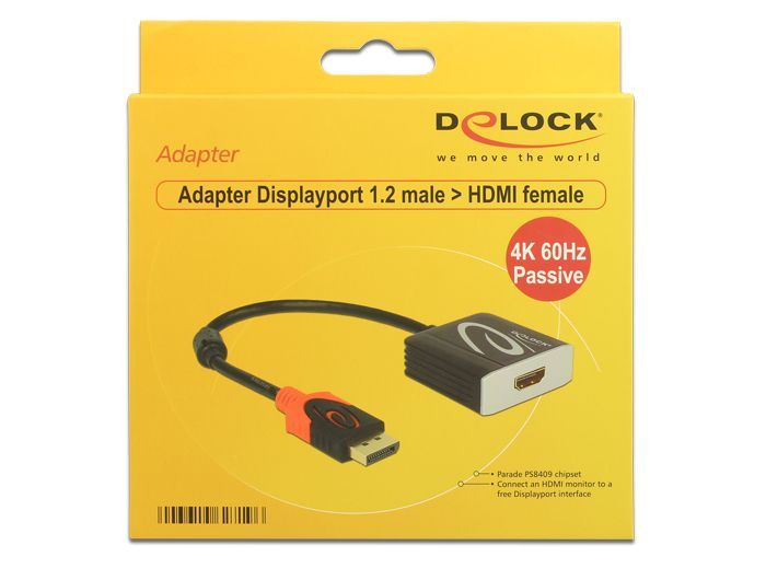 DeLock DisplayPort 1.2 male > HDMI female 4K 60 Hz Passive Adapter Black