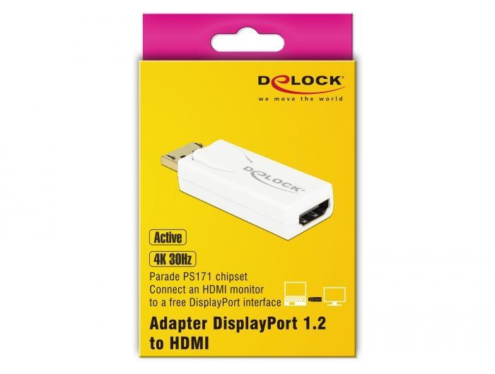 DeLock DisplayPort 1.2 male > HDMI female 4K Active Adapter White
