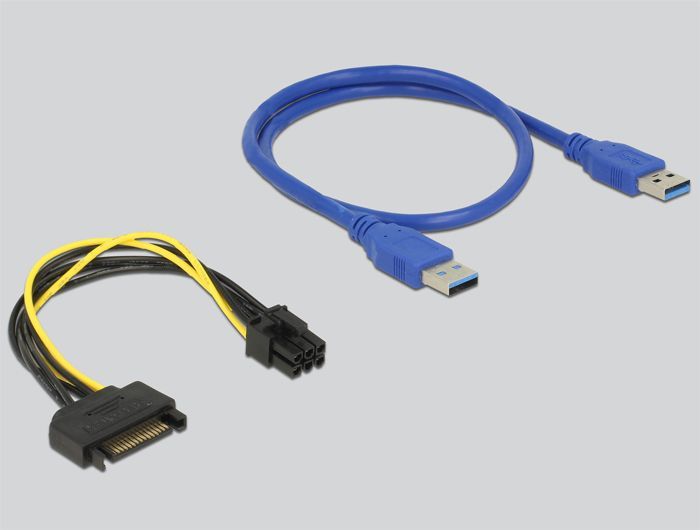 DeLock Riser Card PCI Express x1 > x16 with 60 cm USB cable