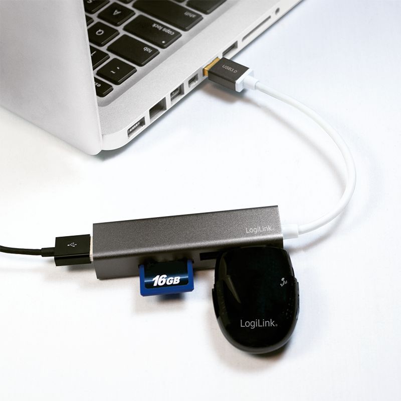 Logilink UA0306 USB 3.0 3-port hub with card reader