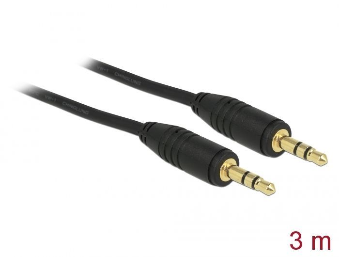 DeLock Stereo Jack Cable 3.5 mm 3 pin male > male 3m Black