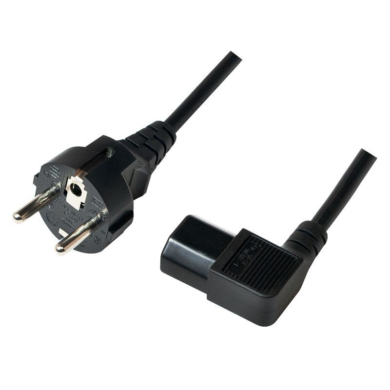 Logilink Power cord safety plug to IEC C13 female 90° 3m Black