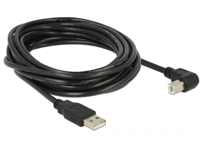 DeLock USB 2.0 Type-A male > USB 2.0 Type-B male angled 5m Black