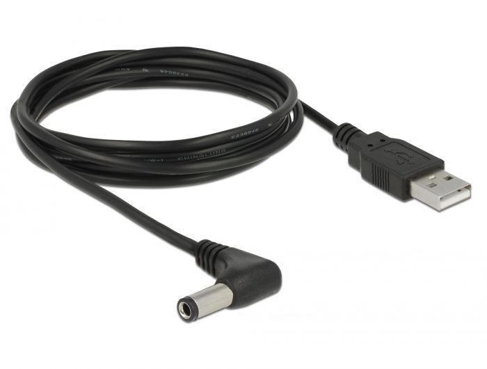 DeLock USB Power Cable to DC 5.5 x 2.5 mm male 90° 1,5m Black
