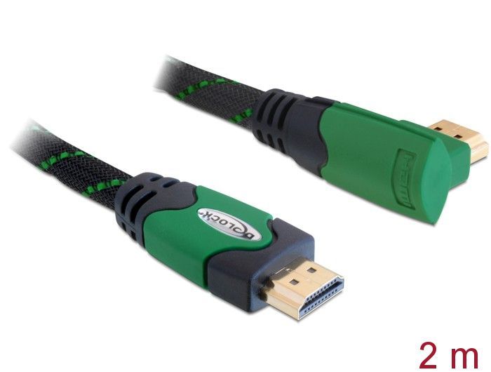 DeLock High Speed HDMI with Ethernet – HDMI A male > HDMI A male angled 4K 2m