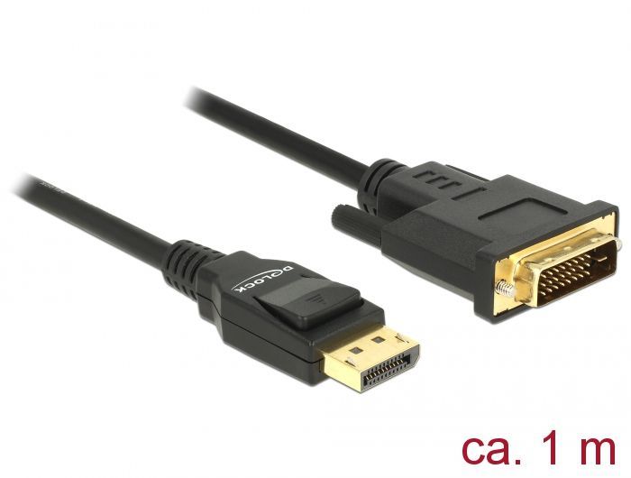 DeLock DisplayPort 1.2 male > DVI-D (24+1 Dual Link) male passive 4K 30 Hz 1m Black