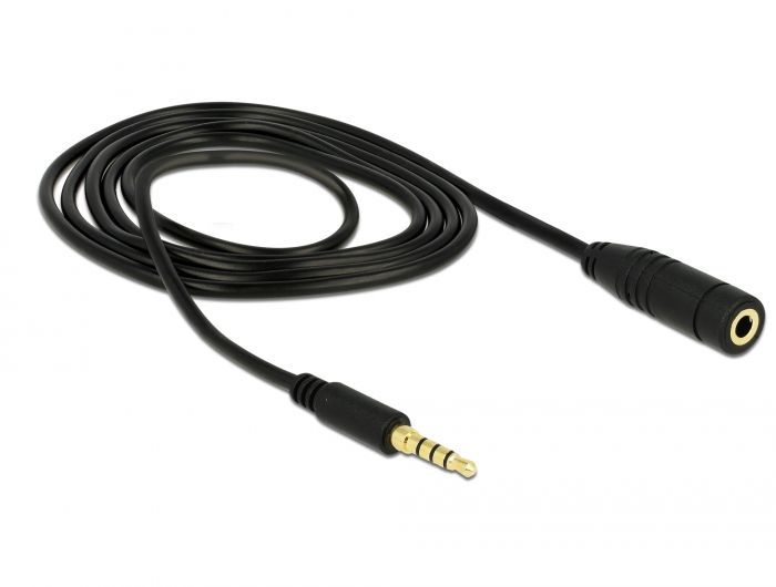 DeLock Extension Cable Audio Stereo Jack 3.5 mm male / female IPhone 4 pin 1m Black