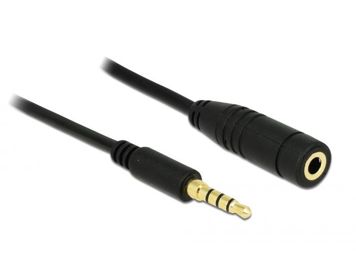 DeLock Extension Cable Audio Stereo Jack 3.5 mm male / female IPhone 4 pin 1m Black