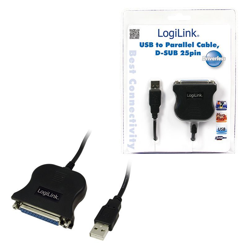 Logilink UA0054A USB to D-SUB 25 cable adapter 1,8m Black
