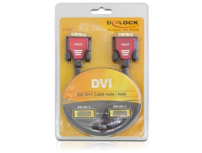 DeLock DVI-D (24+1 Dual Link) male > DVI-D (24+1 Dual Link) male 3m Redmetal