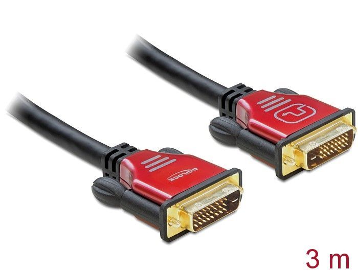 DeLock DVI-D (24+1 Dual Link) male > DVI-D (24+1 Dual Link) male 3m Redmetal