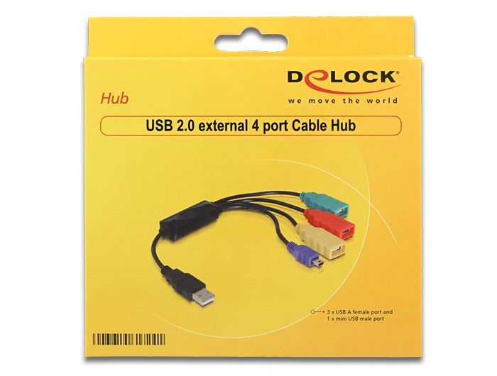 DeLock USB 2.0 external 4 port Cable Hub