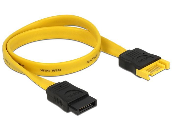 DeLock Extension cable SATA 6 Gb/s male > SATA female 30cm Yellow