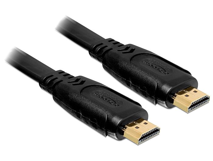 DeLock Cable High Speed HDMI with Ethernet – HDMI A male > HDMI A male flat 1m Black