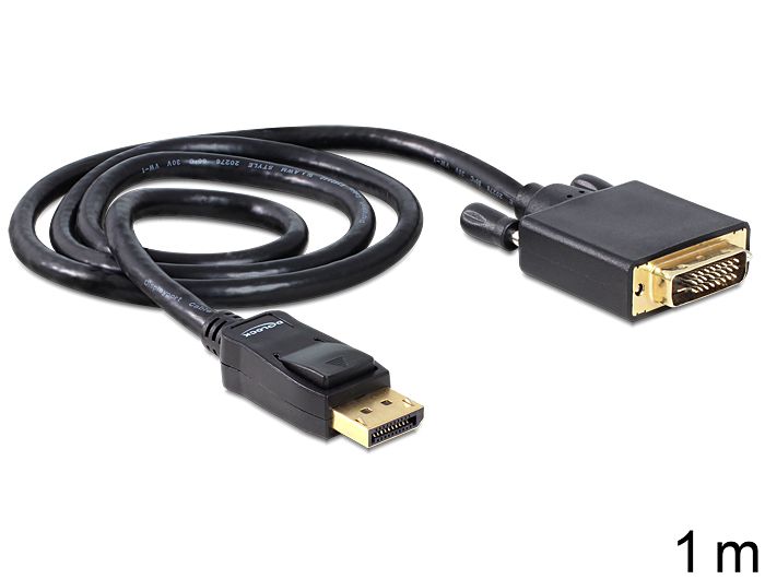 DeLock Displayport 1.2 male to DVI-D (24+1 Dual Link) male 1m Black