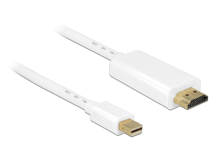DeLock miniDisplayport 1.2 male to HDMI male kábel 2m White