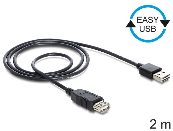 DeLock Extension Cable EASY-USB 2.0-A male > USB 2.0-A female 2m Black
