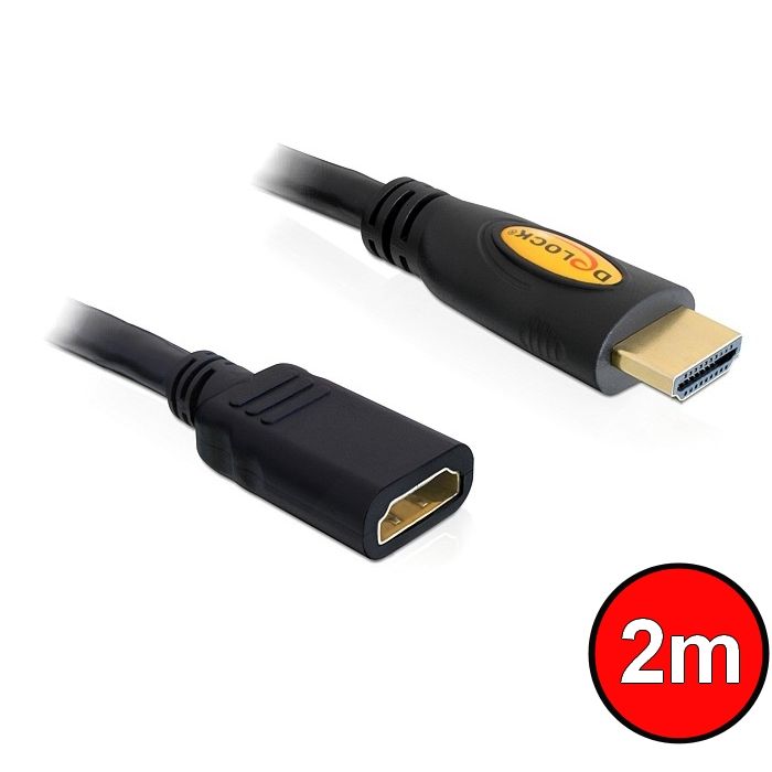 DeLock HDMI with Ethernet &#8211; HDMI A male > HDMI A female 2m