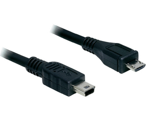 DeLock Cable USB 2.0 micro-B male > USB mini male 1m Black