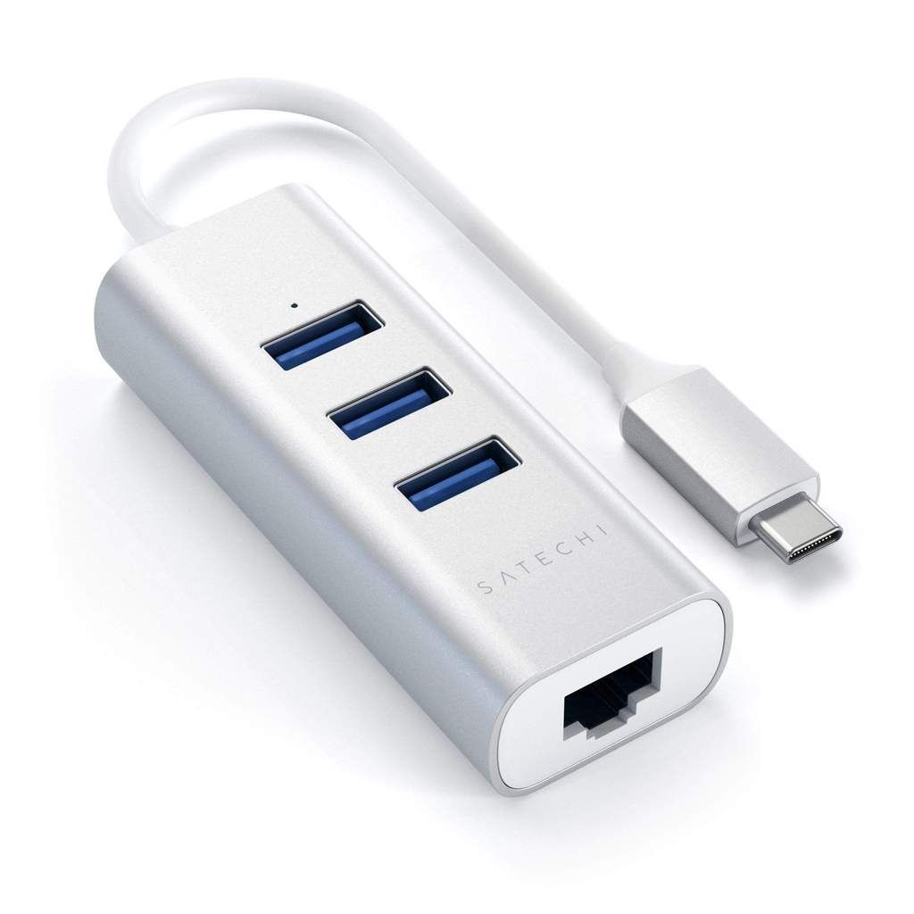 Satechi Type-C 2-in-1 USB Hub with Ethernet Silver