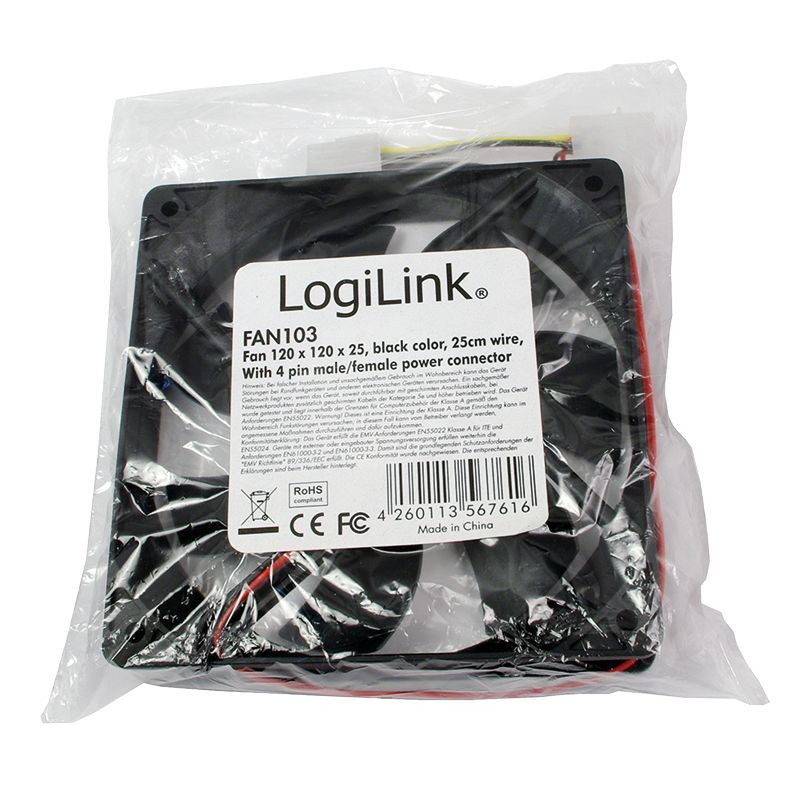 Logilink FAN103 12cm cooler Black