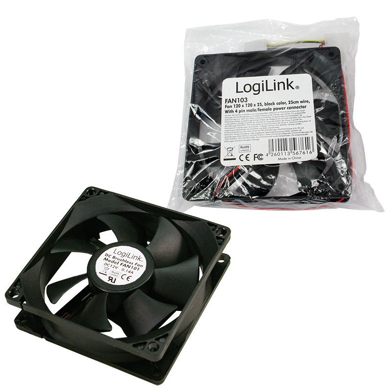 Logilink FAN103 12cm cooler Black