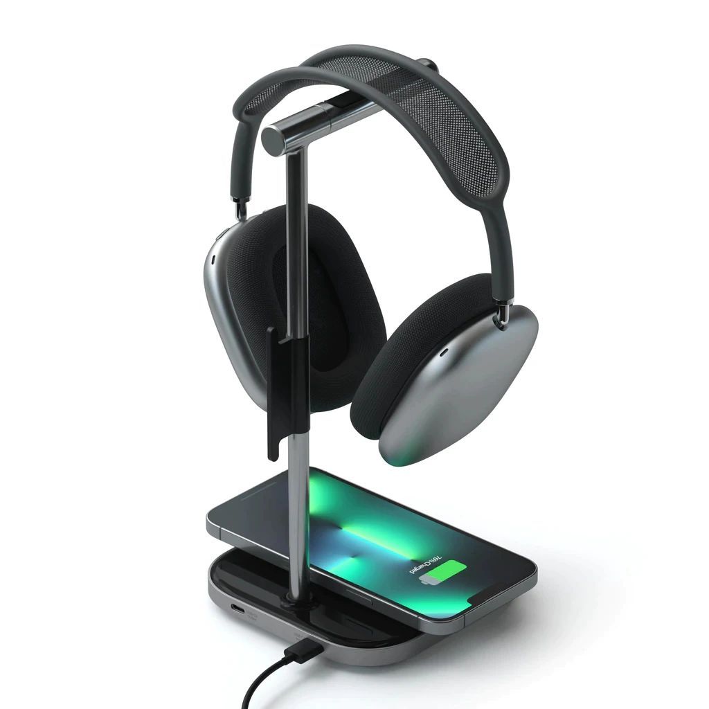 Satechi Headphone Stand with Wireless Charger Space Grey