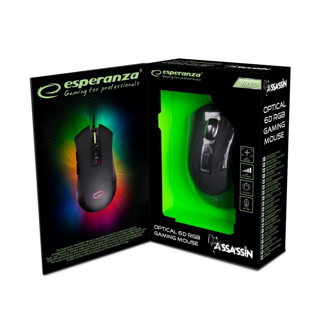Esperanza EGM601 Assassin Optical 6D RGB Gaming mouse Black