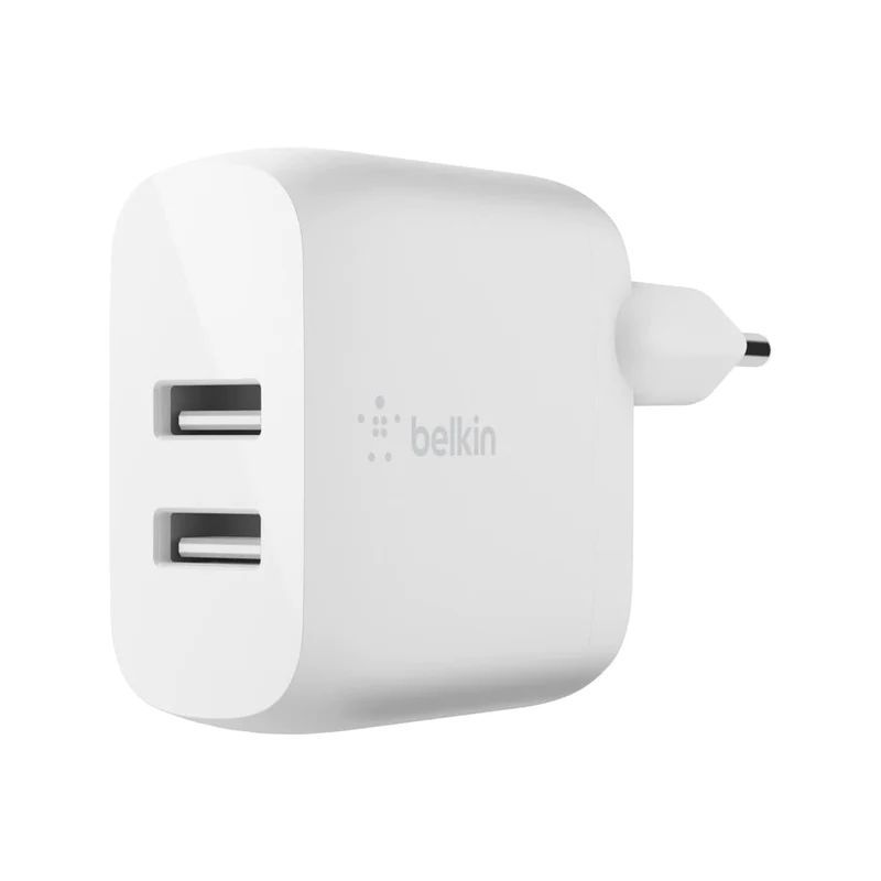 Belkin Dual USB-A Charger 24W USB-C Cable 1m White