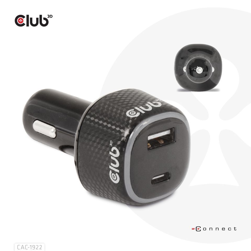 Club3D 63W Notebook/Laptop Power Car Charger Black