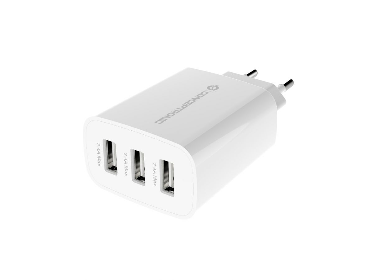 Conceptronic ALTHEA13W 3-Port 30W USB Charger White