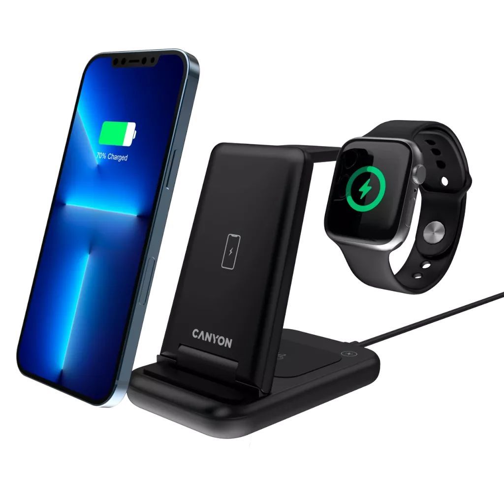 Canyon WS-304 3-in-1 Wireless Charging Station Black